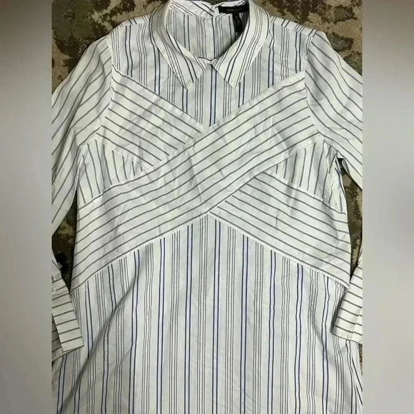 BCBGMAXAZRIA Blue and White Striped Shirt Dress Size Small - Picture 5 of 7
